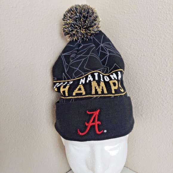 NIKE Alabama Mens Hat Beanie Football 2017 National Champs Crimson Tide Knit Cap - Picture 3 of 6